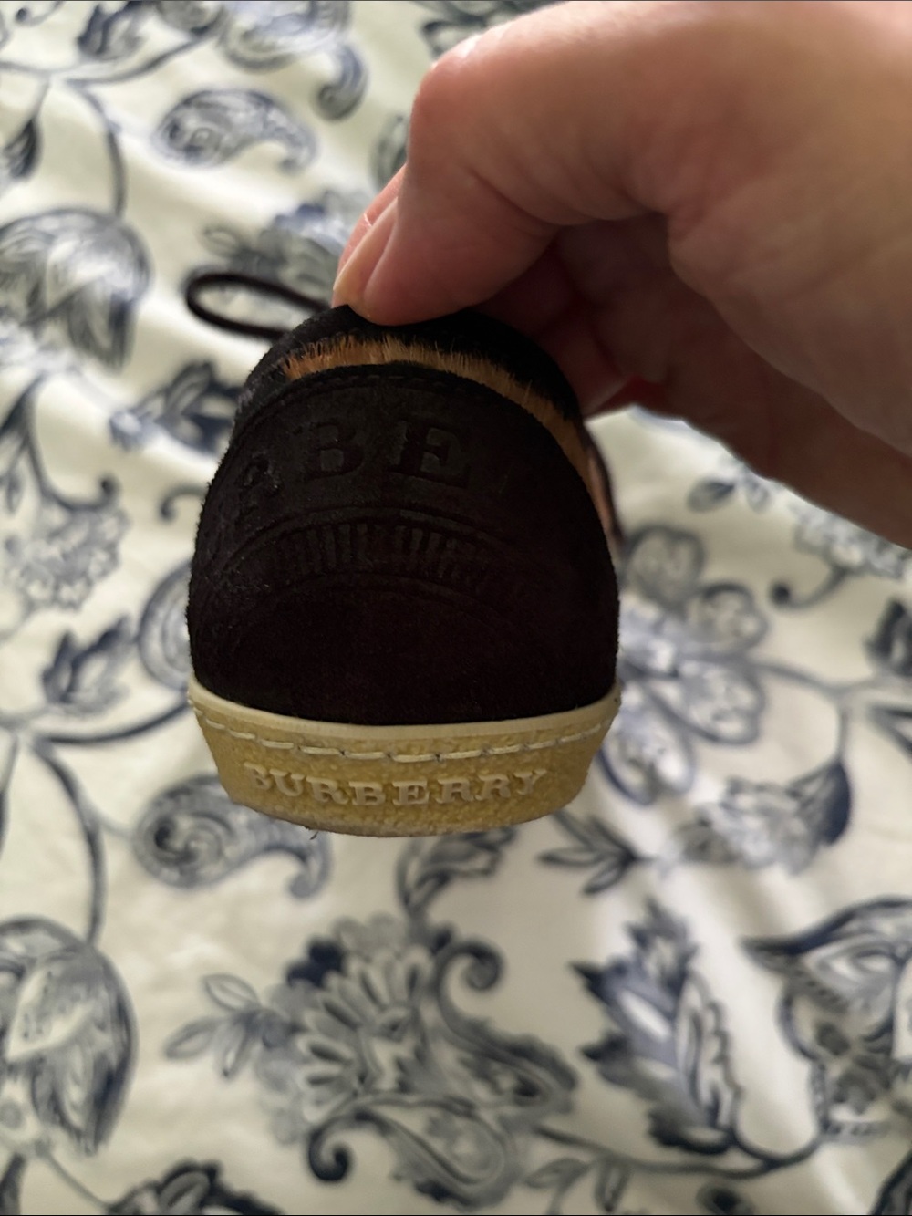 Burberry Heart Print Pony Hair Sneakers in Brown and Black - Picture 4 of 5
